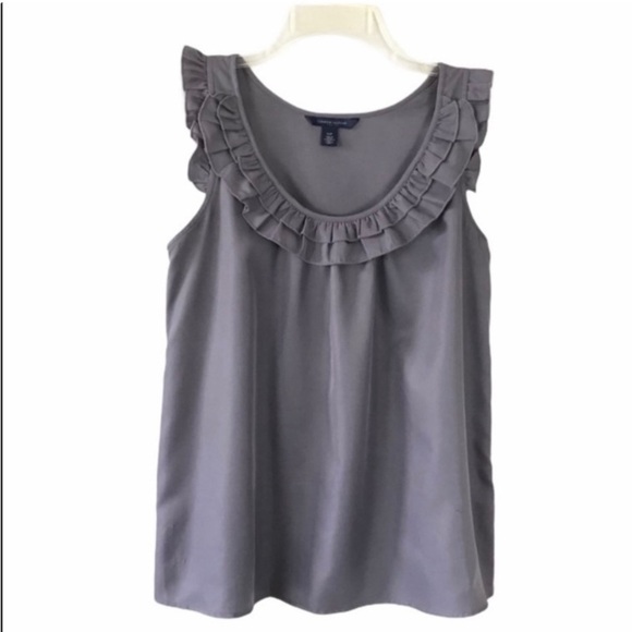 Tommy Hilfiger Sleeveless Blouse Ruffle Neck Gray Size S - Picture 1 of 5